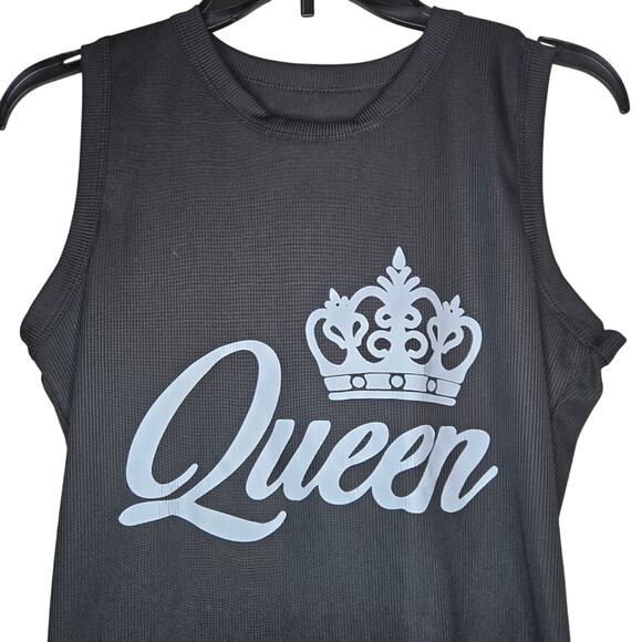 Black "QUEEN" Crown Muscle Shirt Size Large - NO FLAWS! 0102 - Picture 4 of 8